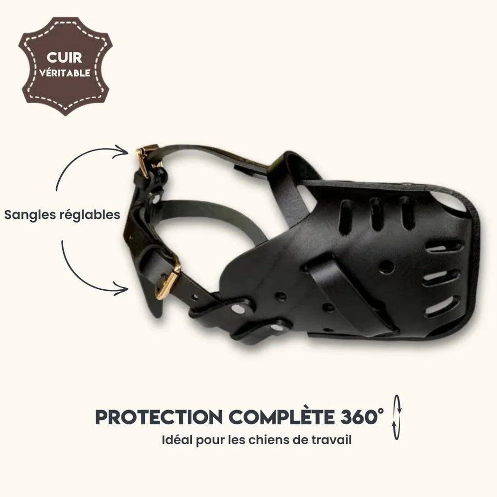 Muselière en cuir premium pour chien – Sécurité et confort