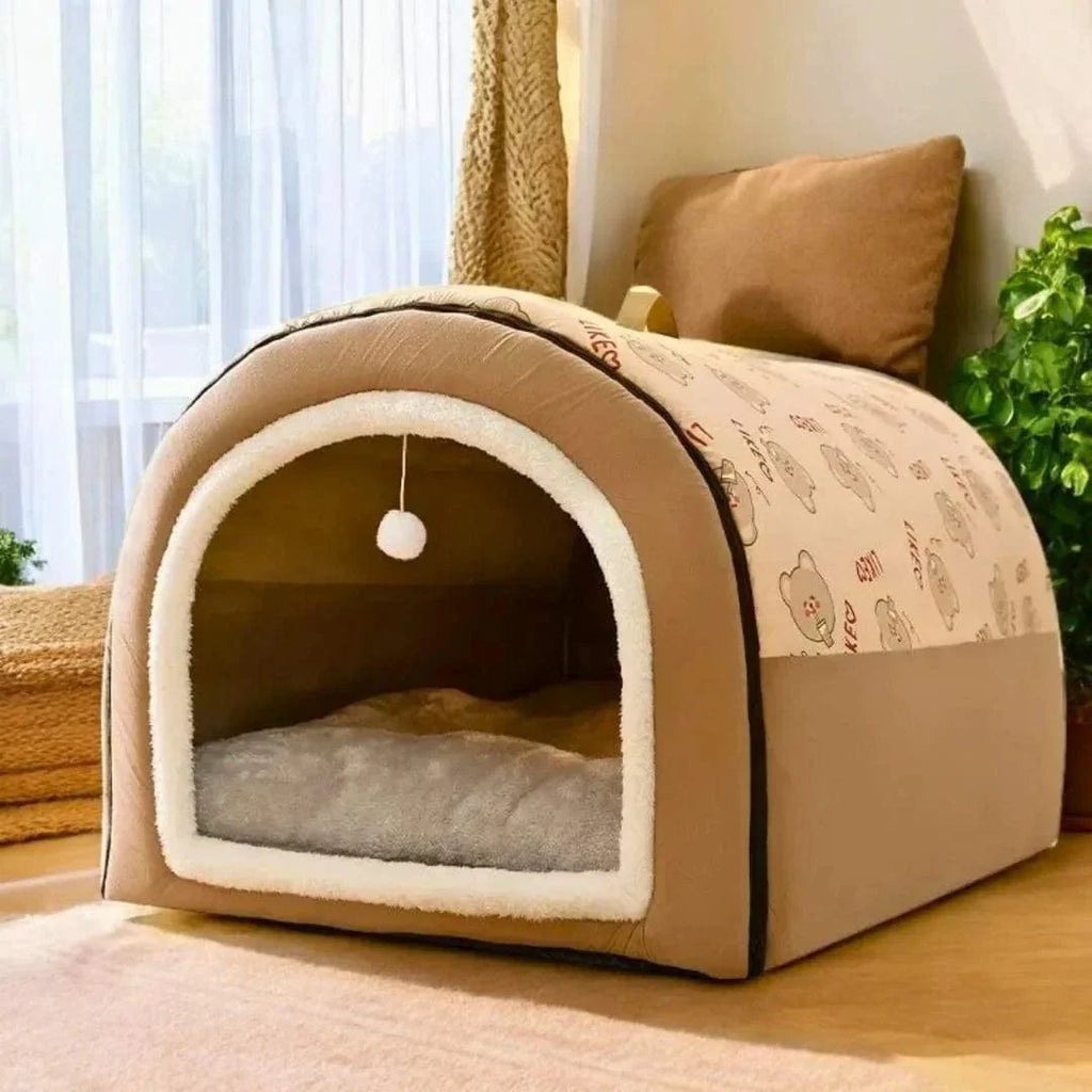 Niche pour chien d'intérieur en dôme, un refuge douillet S / Café