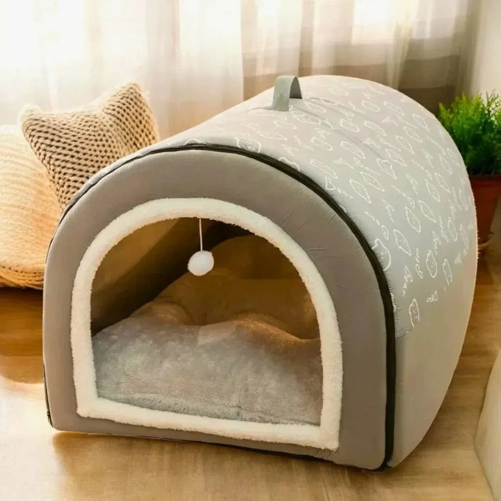 Niche pour chien d'intérieur en dôme, un refuge douillet S / Gris