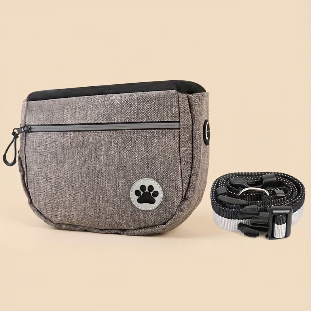Pochette friandises chien mains libres | CaniBag Mini Gris