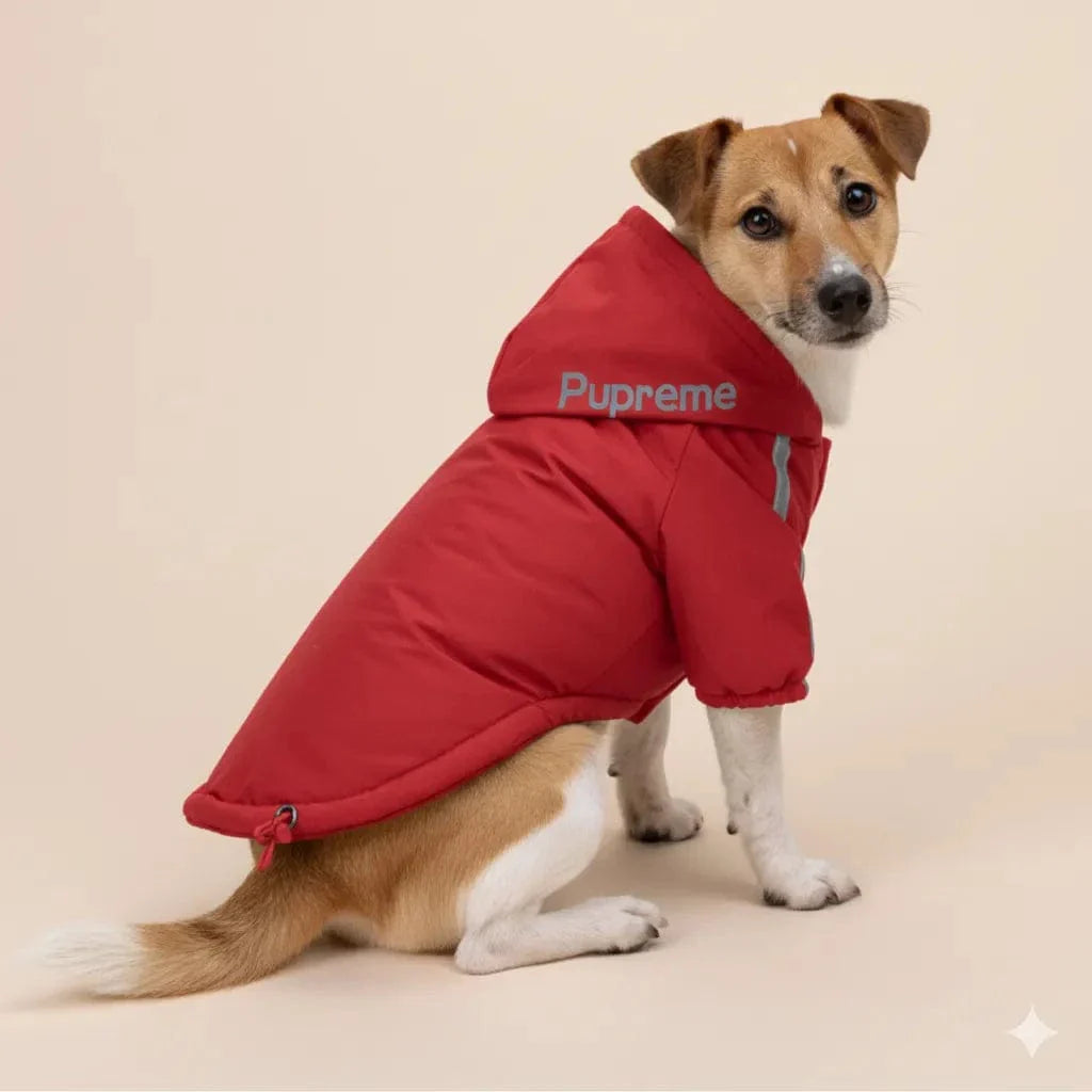 Veste à capuche pour chien - Chaude, pratique et tendance Rouge / S